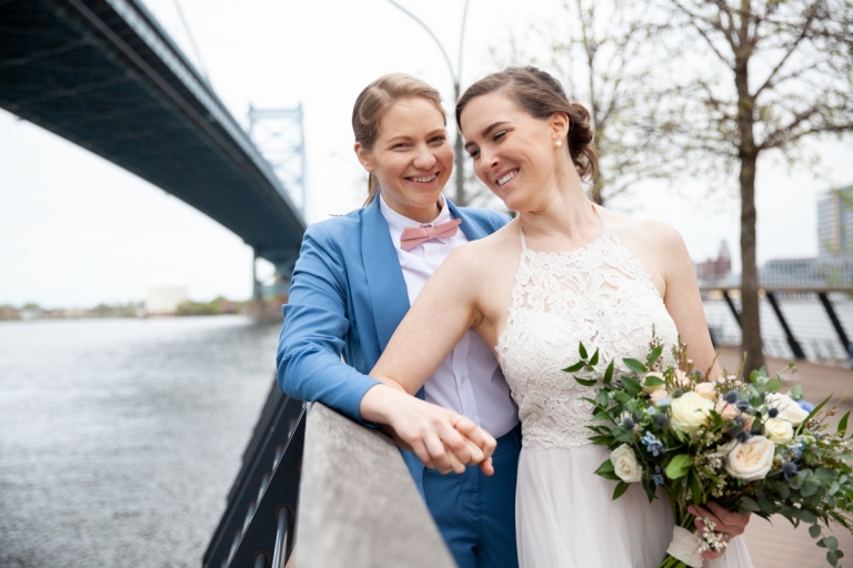 Philadelphia elopement race street pier brides